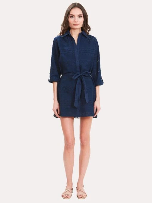 Amita Naithani Signature Eyelet Big Shirt -Clothing Line Store an 3004 navy