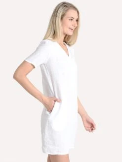 Hartford Women's Linen Straight Fit Ril Dress -Clothing Line Store arra605 whitealt1