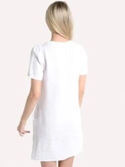 Hartford Women's Linen Straight Fit Ril Dress -Clothing Line Store arra605 whitealt2