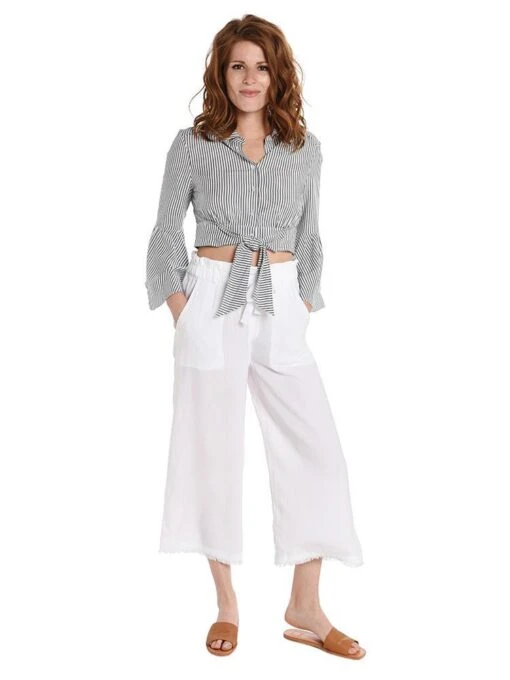 Bella Dahl Frayed Crop Wide Leg Pant -Clothing Line Store b3012 654 303 white