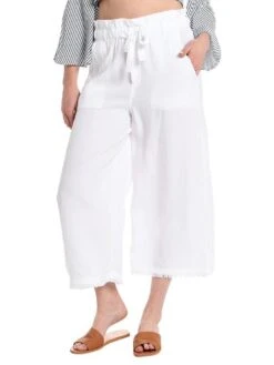 Bella Dahl Frayed Crop Wide Leg Pant -Clothing Line Store b3012 654 303 whitealt1