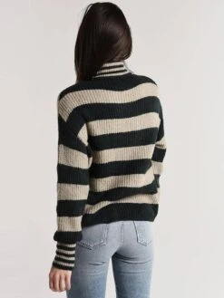 J.O.A. Stripe Turtleneck Sweater -Clothing Line Store bc7783 grey greenalt2