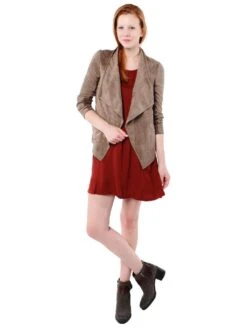 BB Dakota Nicholson Faux Suede Jacket With Rib Knit Undersleeves -Clothing Line Store bg32985 nicholson mochaalt1