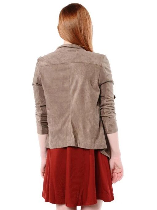 BB Dakota Nicholson Faux Suede Jacket With Rib Knit Undersleeves -Clothing Line Store bg32985 nicholson mochaalt3