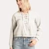 BB Dakota Tie It Together Lace Up Sweatshirt -Clothing Line Store bj105825 ltheathergrey 056dcac5 fe2a 4f16 905d d555c1a5e949