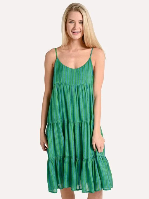 Oliphant Button Back Midi Dress -Clothing Line Store buttonbackmidi green