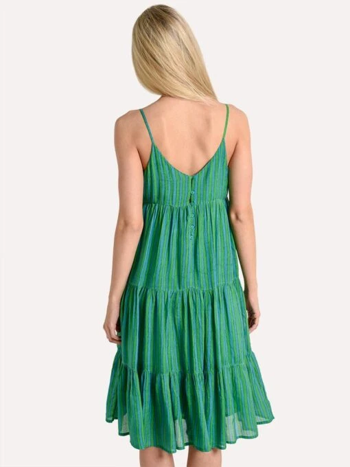 Oliphant Button Back Midi Dress -Clothing Line Store buttonbackmidi greenalt2