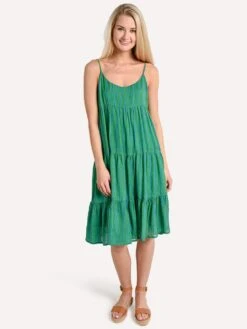 Oliphant Button Back Midi Dress -Clothing Line Store buttonbackmidi greenalt3