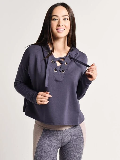 Beyond Yoga Over Tied Cropped Pullover -Clothing Line Store cf7549 deepamethyst