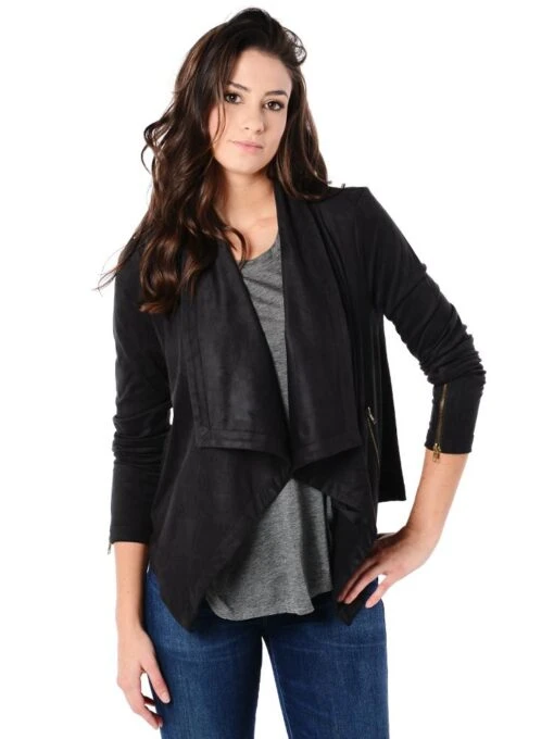 Cupcakes And Cashmere Faux Suede Draped Jacket -Clothing Line Store cg32944 mackenzie charcoal bb37c247 4de4 477f 9429 cf301725563b