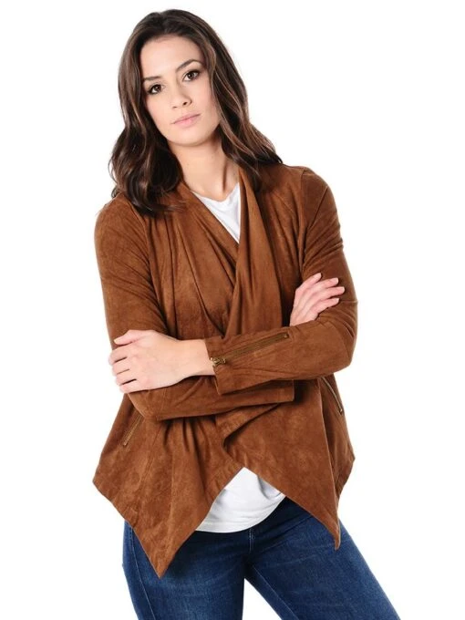 Cupcakes And Cashmere Faux Suede Draped Jacket -Clothing Line Store cg32944 mackenzie darkcinnamon fc1eb1ba 8c90 4b9e 95c3 d00983e5b892