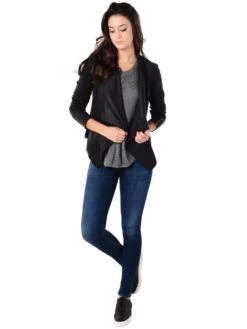 Cupcakes And Cashmere Faux Suede Draped Jacket -Clothing Line Store cg32944 mackenzie charcoalalt1