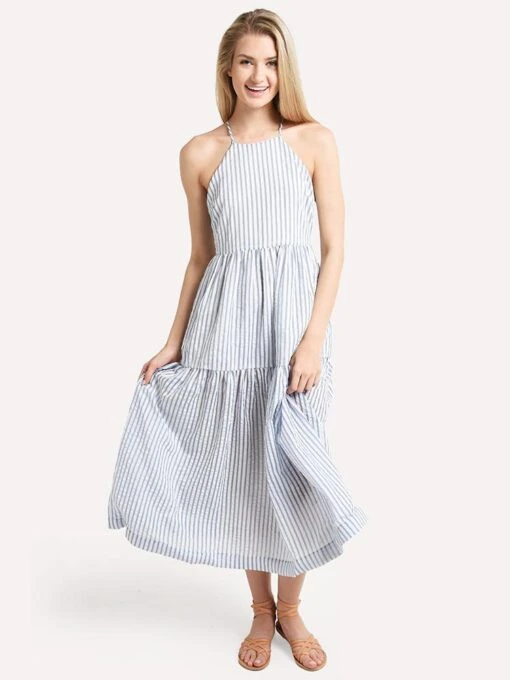 Endless Rose Striped Maxi Dress -Clothing Line Store ch1018d blue