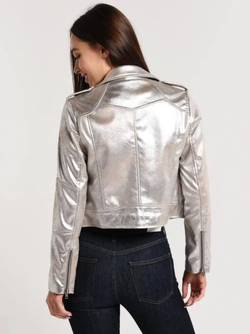 Cupcakes And Cashmere Brooklee Faux-Leather Metallic Moto Jacket -Clothing Line Store ci402688 silvertoffeealt2