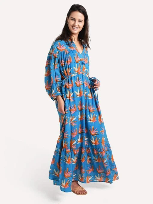 Oliphant Cinched Waist Maxi Dress -Clothing Line Store cinchedwaistmaxi turquoise