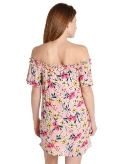 Everly Off The Shoulder Floral Dress -Clothing Line Store dr8875 pinkalt2