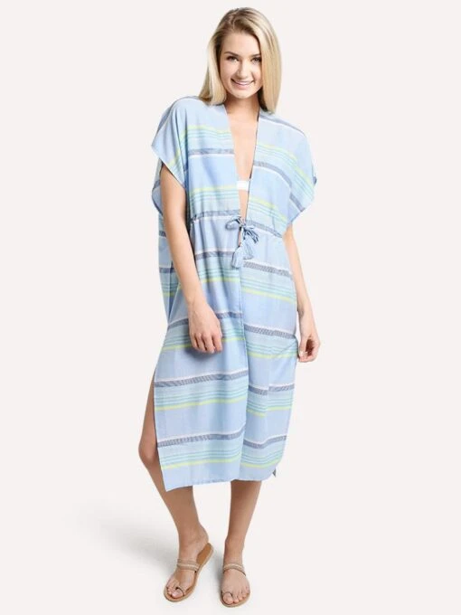 Echo Sunset Stripe Midi Cover Up -Clothing Line Store eb0050 skybluealt3