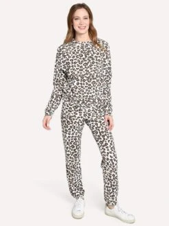 Monrow Women's Leopard Vintage Sweats -Clothing Line Store hb006 168 naturalalt3