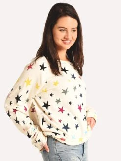 Monrow Falling Stars Oversized Raglan Sweatshirt -Clothing Line Store ht0571 9 naturalalt1