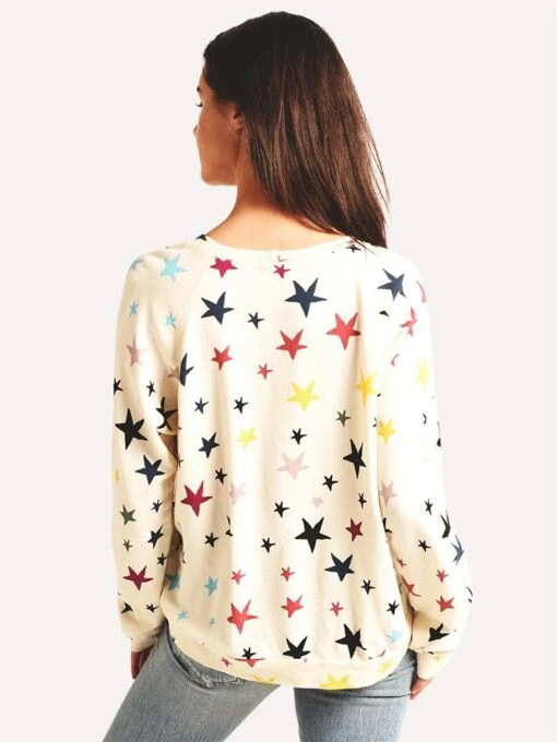 Monrow Falling Stars Oversized Raglan Sweatshirt -Clothing Line Store ht0571 9 naturalalt2