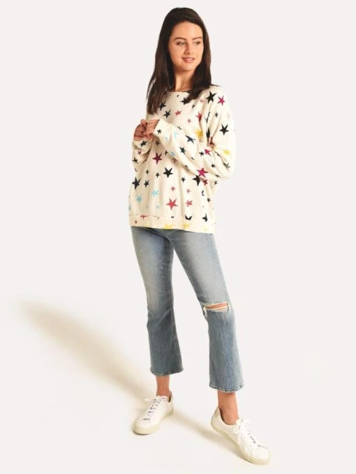 Monrow Falling Stars Oversized Raglan Sweatshirt -Clothing Line Store ht0571 9 naturalalt3