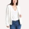 Majestic Women's Long Sleeve Open Blazer With Pockets -Clothing Line Store j060 fve050 milk