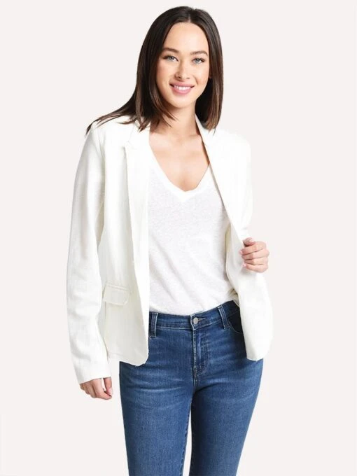 Majestic Women's Long Sleeve Open Blazer With Pockets -Clothing Line Store j060 fve050 milk b9bfac3e fe1e 4fc0 8b25 00ccdd88329a