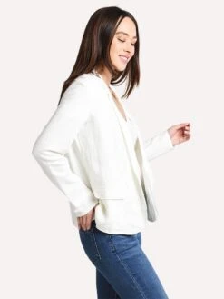 Majestic Women's Long Sleeve Open Blazer With Pockets -Clothing Line Store j060 fve050 milkalt1