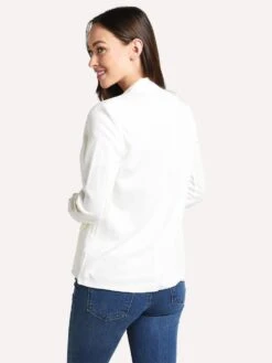 Majestic Women's Long Sleeve Open Blazer With Pockets -Clothing Line Store j060 fve050 milkalt2