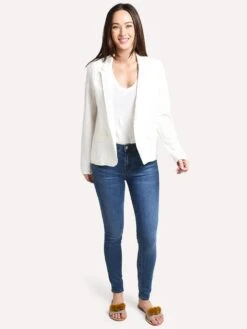 Majestic Women's Long Sleeve Open Blazer With Pockets -Clothing Line Store j060 fve050 milkalt3