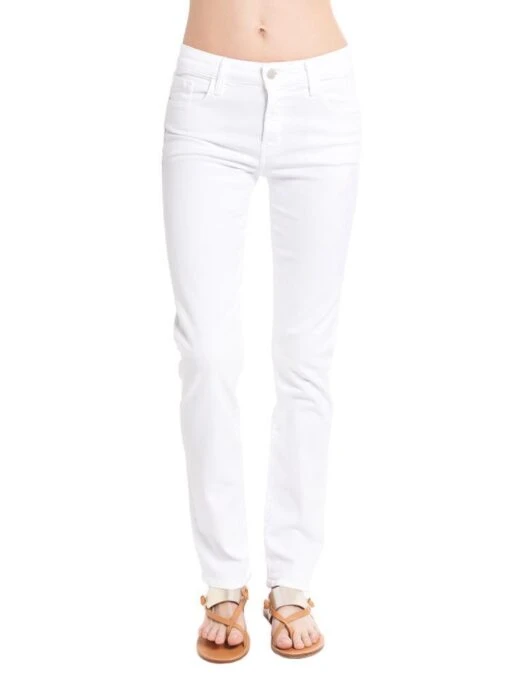 J Brand Women's Amelia Mid Rise Straight Jean -Clothing Line Store jb000483 blanc