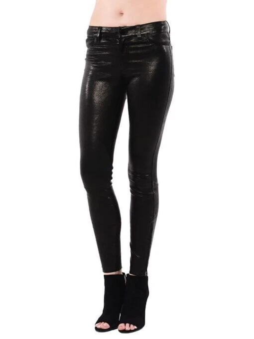 J BRAND Jbrand Women's Midrise Stretch Leather Pant -Clothing Line Store l8001 noir 804e2eed ad44 4f5e 8426 d837e9c74876