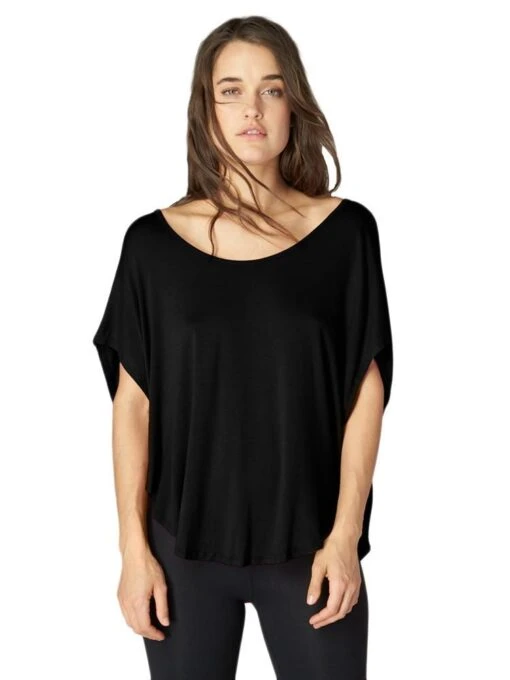 Beyond Yoga Silk Or Swim Scalloped Tee -Clothing Line Store lk7283 black