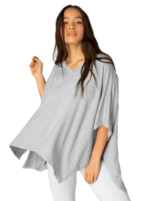 Beyond Yoga V Neck Poncho -Clothing Line Store mb7351 grey