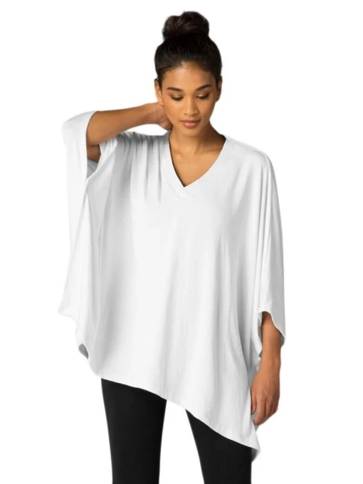 Beyond Yoga V Neck Poncho -Clothing Line Store mb7351 white