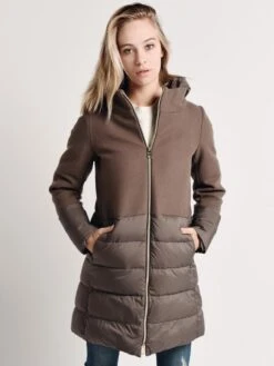 Herno Women's Half Wool Half Puffer Coat With Removable Hood -Clothing Line Store p10848d 39601 taupealt3