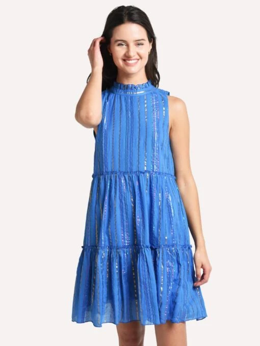 Oliphant Ruffle Collar Short Dress -Clothing Line Store ruffle collar short dress blue lurex 81f1135f 95f9 4c50 b672 a67175facce0