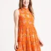 Oliphant Ruffle Collar Short Dress -Clothing Line Store ruffle collar short dress orange