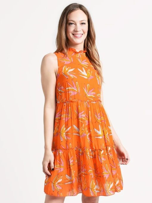 Oliphant Ruffle Collar Short Dress -Clothing Line Store ruffle collar short dress orange