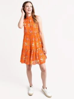 Oliphant Ruffle Collar Short Dress -Clothing Line Store ruffle collar short dress orangealt3