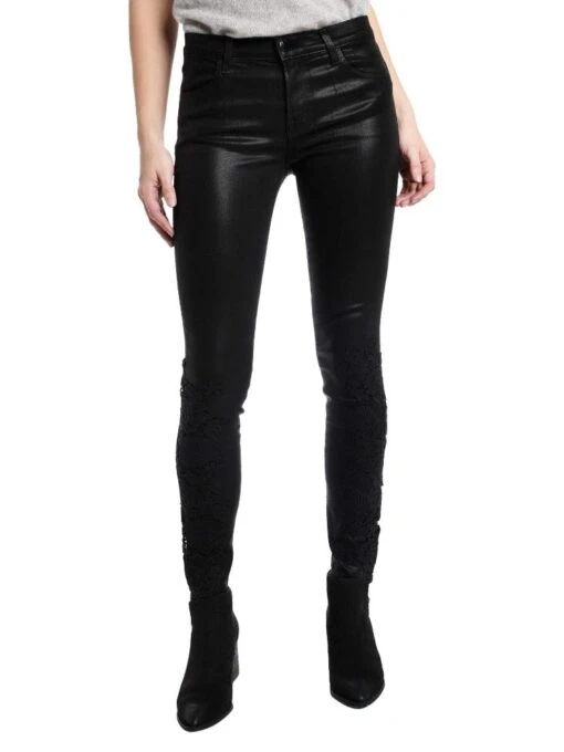 J Brand Women's 620 Mid-Rise Super Skinny In Coated Black Lace -Clothing Line Store sbs 1411 copy