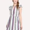 THML Women's Flutter Sleeve Stripe Dress -Clothing Line Store srt0214 grey 3e01d849 ca7e 488b ad20 fffed1ff61ea