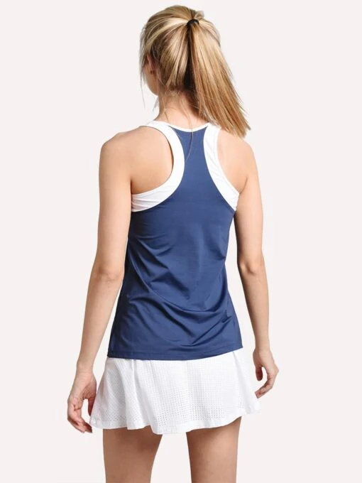 L'Etoile Sport Shoulder Trim Tank -Clothing Line Store t026m navy whitemeshalt3