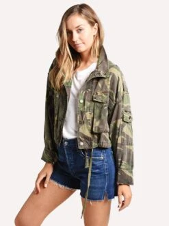 Pam&Gela Camo Crop Cargo Jacket -Clothing Line Store tn50081749 armycamoalt1