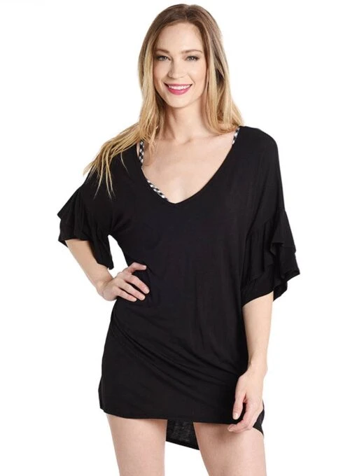 Trina Turk Sunshine Cover Tunic -Clothing Line Store tt8wk53 black