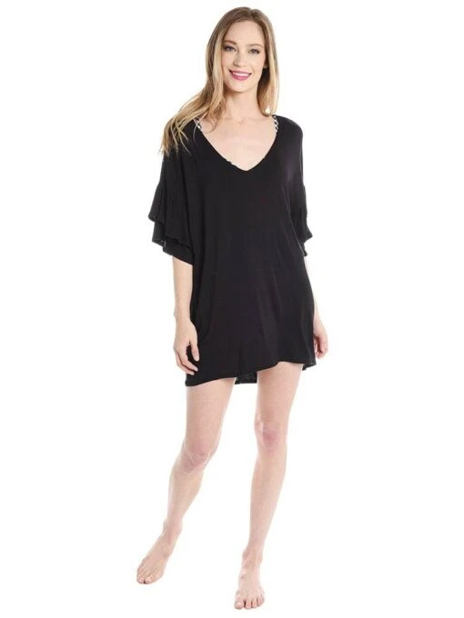 Trina Turk Sunshine Cover Tunic -Clothing Line Store tt8wk53 blackalt1