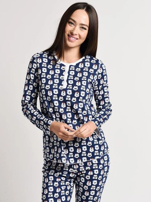 Roller Rabbit Women's Bearry Holidays Pajamas -Clothing Line Store w lnpj 002bearry blue