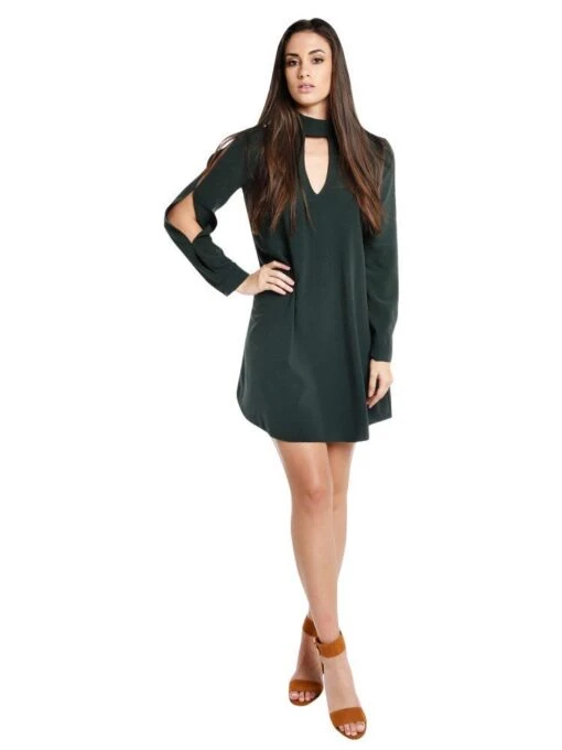 DO+BE Front Keyhole Long Sleeve Dress -Clothing Line Store y14166 deeparmyalt3